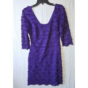 GUESS LOS ANGELES Purple Eyelash Detail Mini Lace Bodycon Dress Size 4